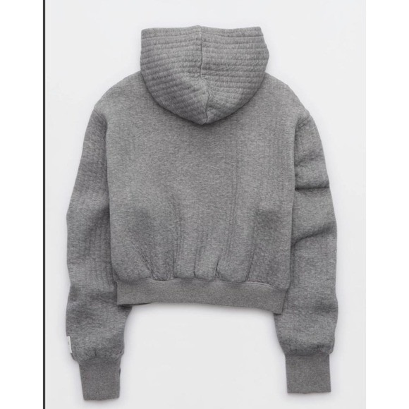 NWT Offline by Aerie Coffee Run Cropped Hoodie Quilted‎ Gray XS - Picture 6 of 13